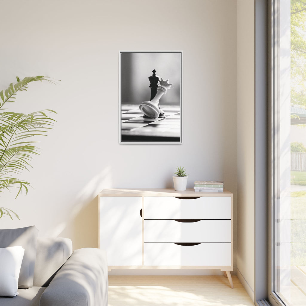 Chess King and Fallen Queen Matte Canvas Framed Wall Art