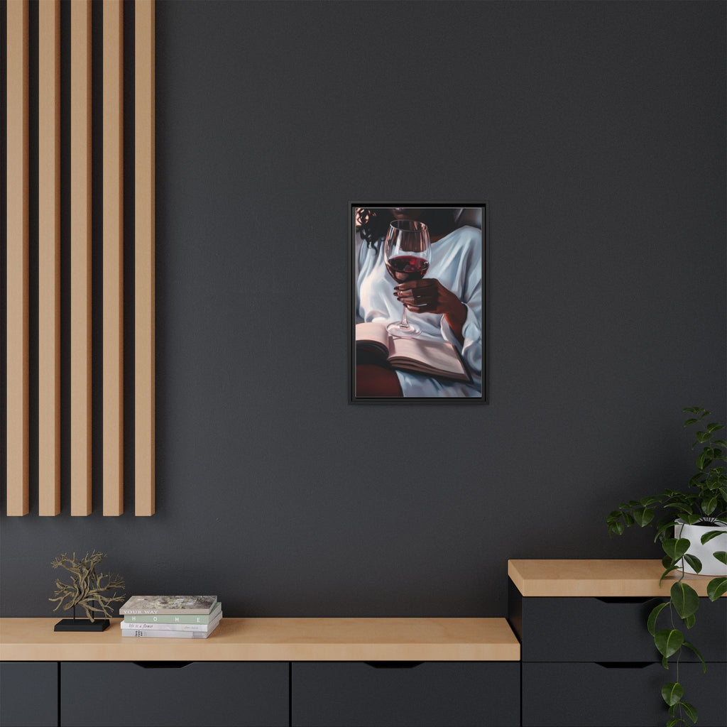 Woman Reading with Wine Glass (Cozy Evening Wall Decor)