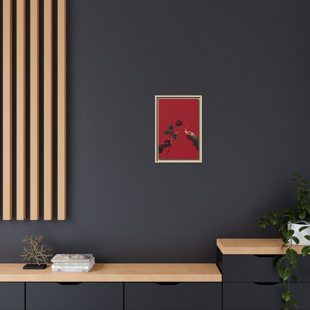 Red Rose & Lighter Minimalist Wall Print
