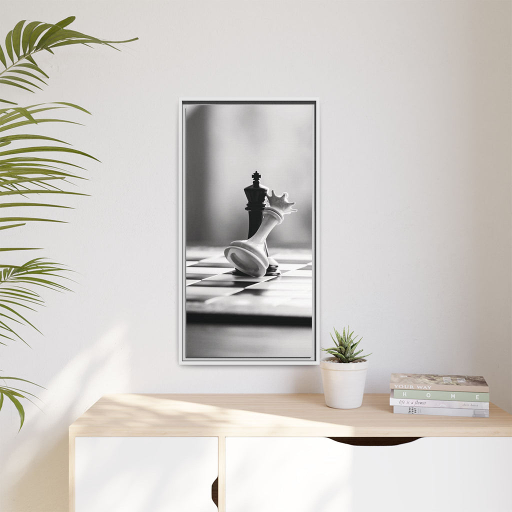 Chess King and Fallen Queen Matte Canvas Framed Wall Art