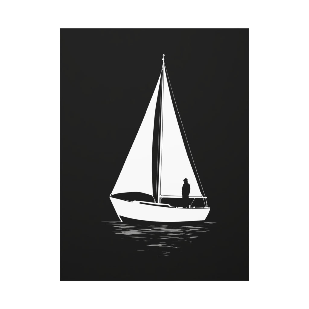 Sailboat Silhouette Matte Canvas Wall Art — Minimal Nautical Home Decor