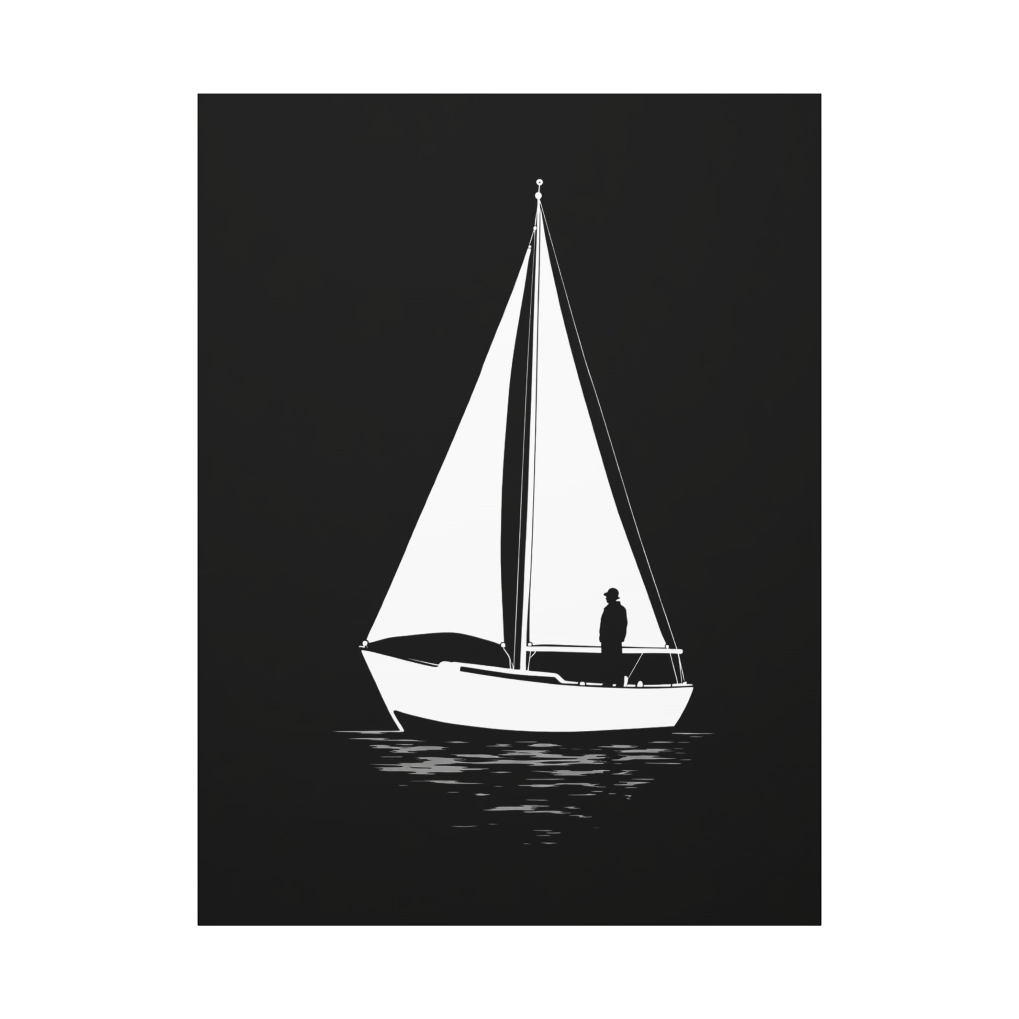 Sailboat Silhouette Matte Canvas Wall Art — Minimal Nautical Home Decor