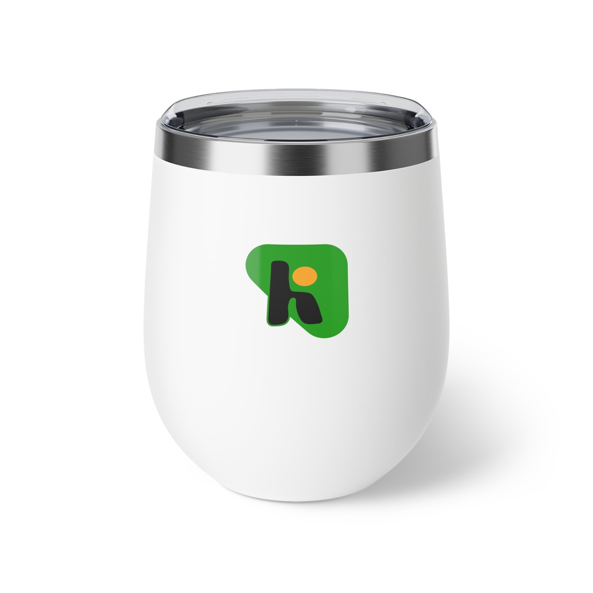 12oz Insulated Wine Tumbler with Green Abstract Logo — Copper Vacuum Cup