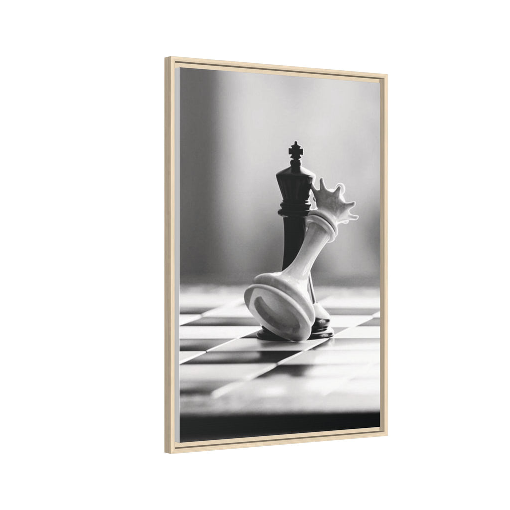 Chess King and Fallen Queen Matte Canvas Framed Wall Art