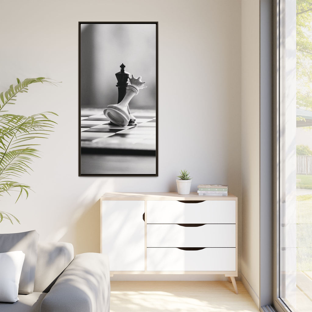 Chess King and Fallen Queen Matte Canvas Framed Wall Art