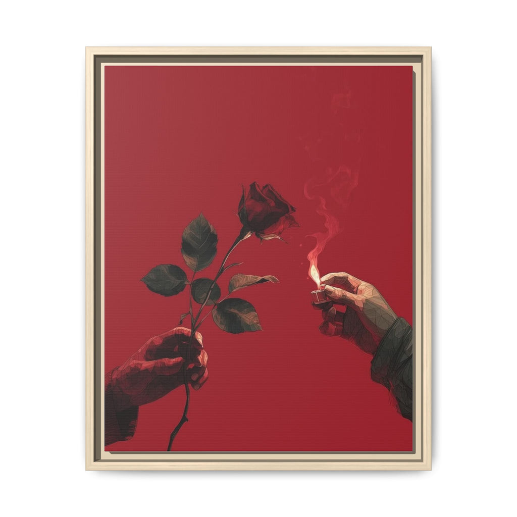 Red Rose & Lighter Minimalist Wall Print