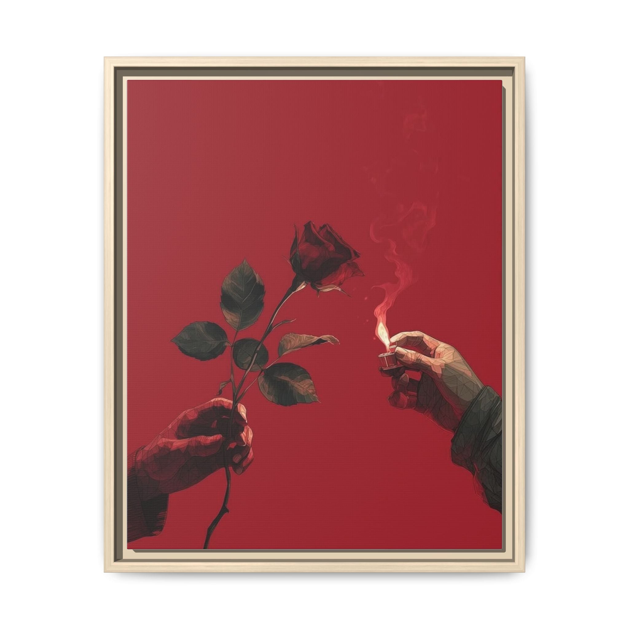 Red Rose & Lighter Minimalist Wall Print