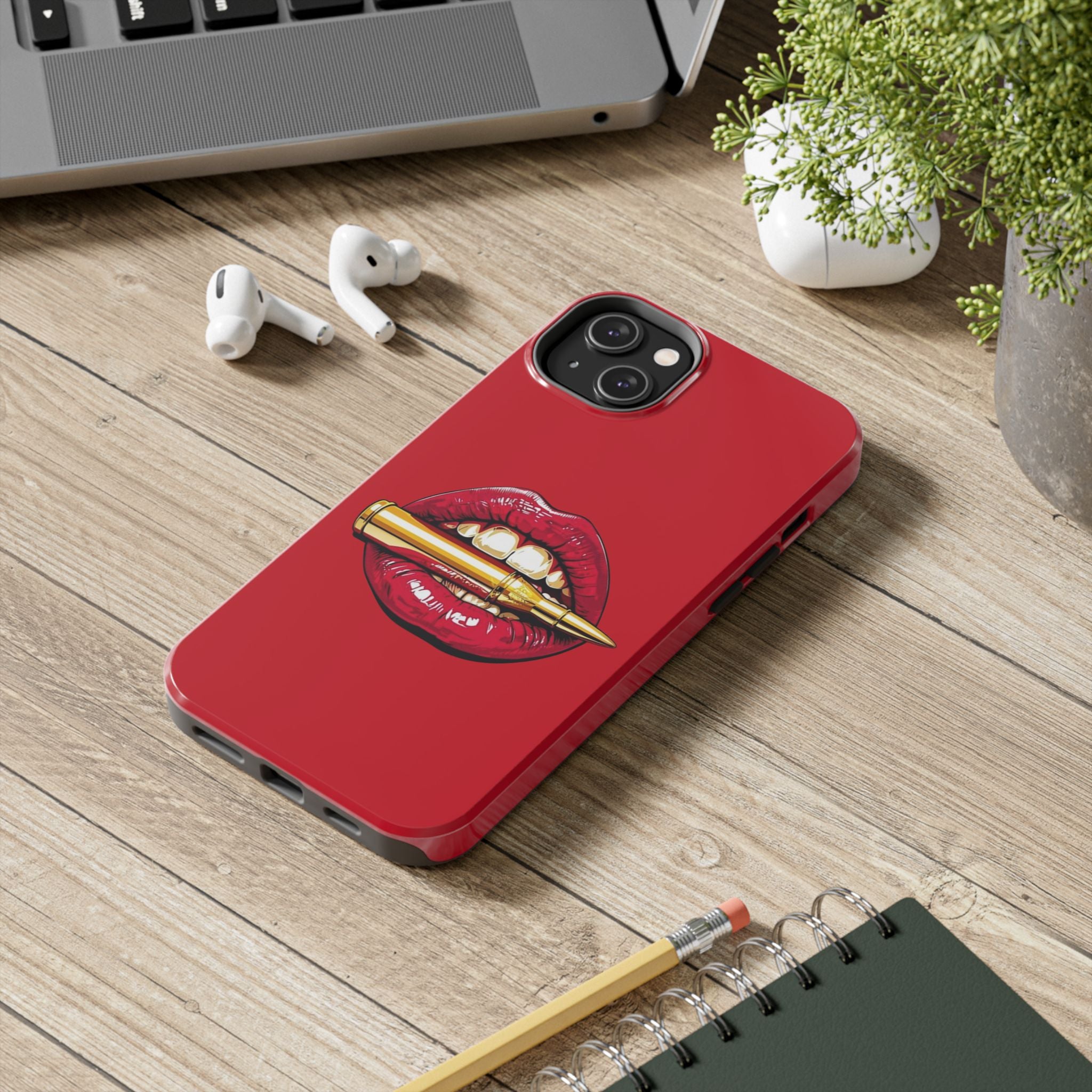 Bold Lipstick Phone Case - Tough Cover for Trendsetters, Vibrant Red Phone Skin, Fashionable Phone Accessory, Unique Gift for Her, [...]