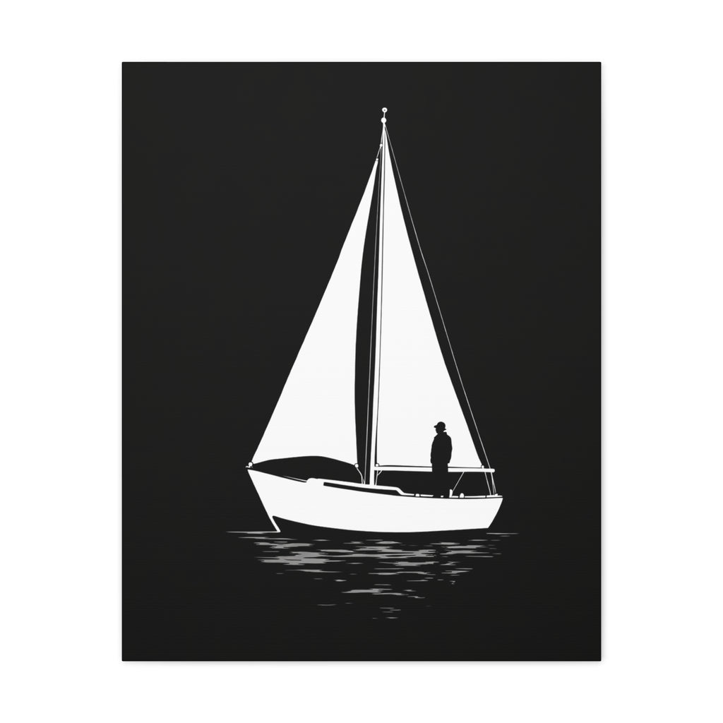 Sailboat Silhouette Matte Canvas Wall Art — Minimal Nautical Home Decor