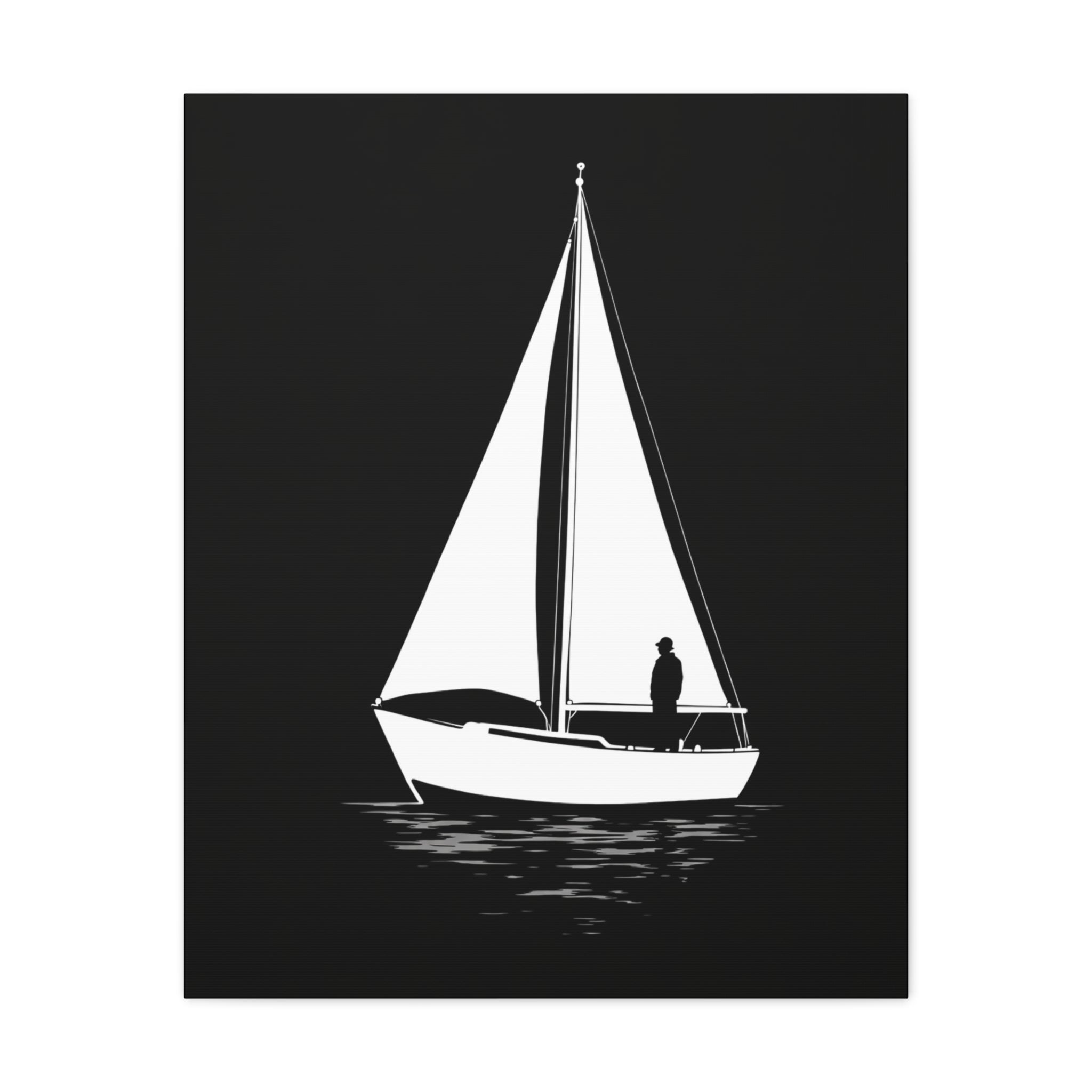 Sailboat Silhouette Matte Canvas Wall Art — Minimal Nautical Home Decor