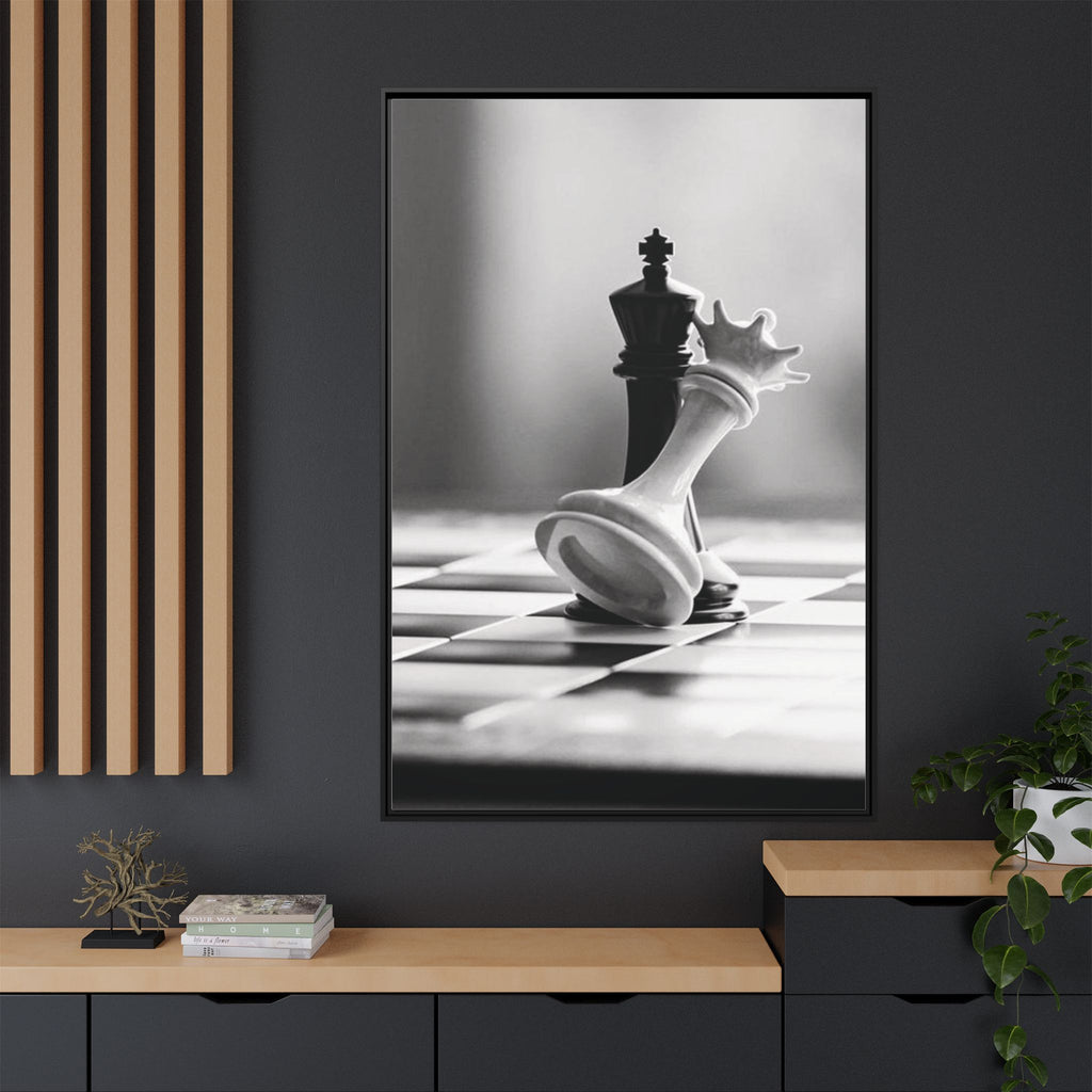 Chess King and Fallen Queen Matte Canvas Framed Wall Art