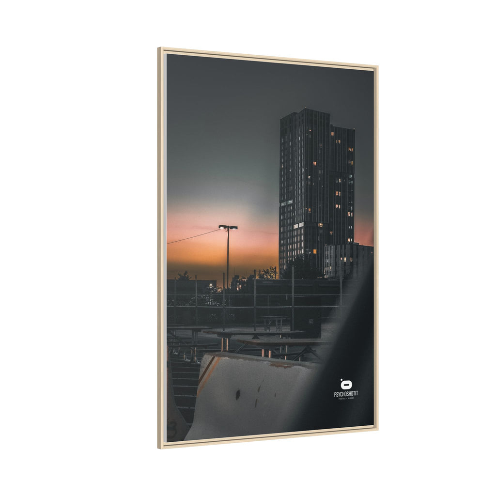 Framed Matte Canvas Print — Urban Sunset High-Rise Photography