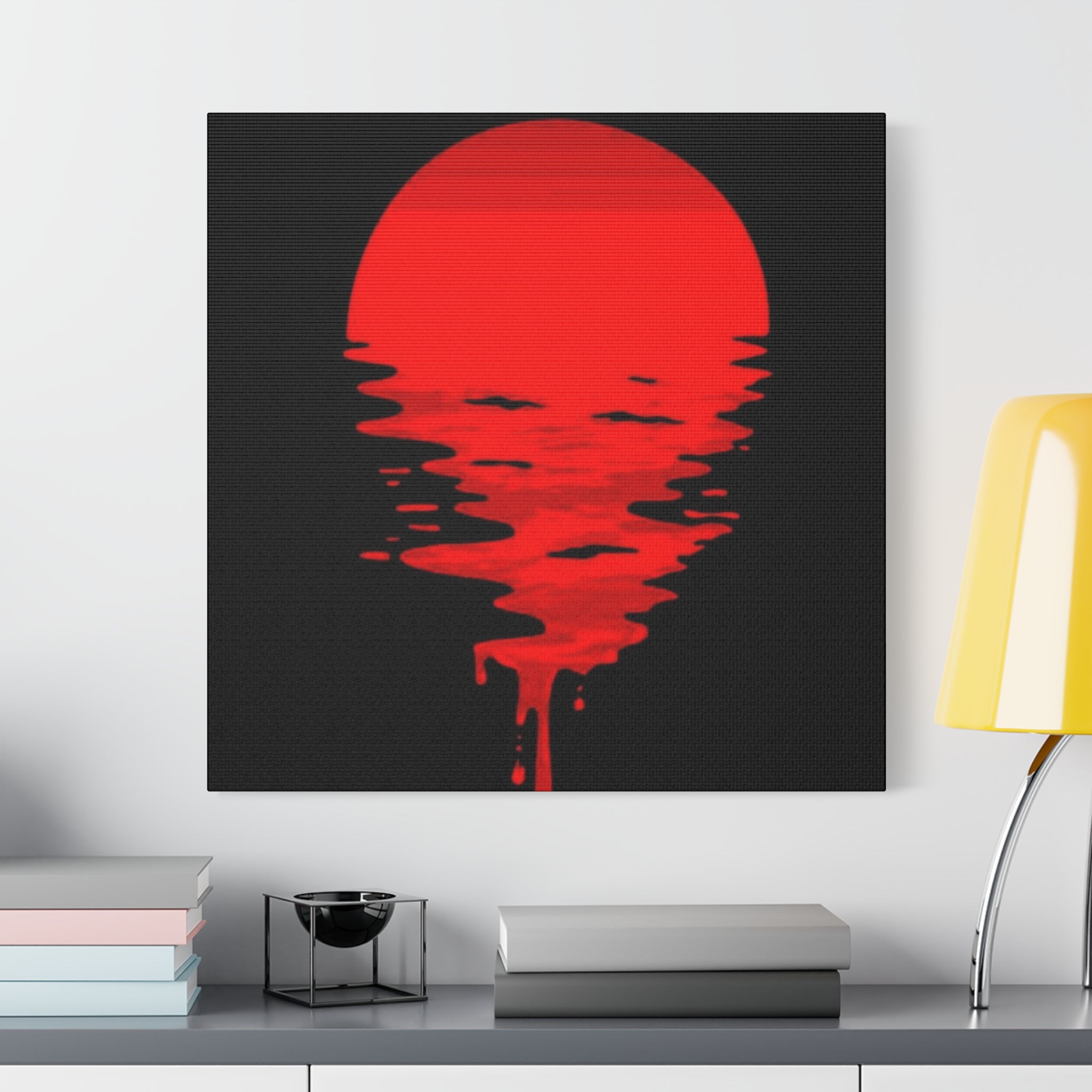 Sunset Canvas Art Print, Modern Wall Decor, Red and Black Home Decor, Abstract Art
