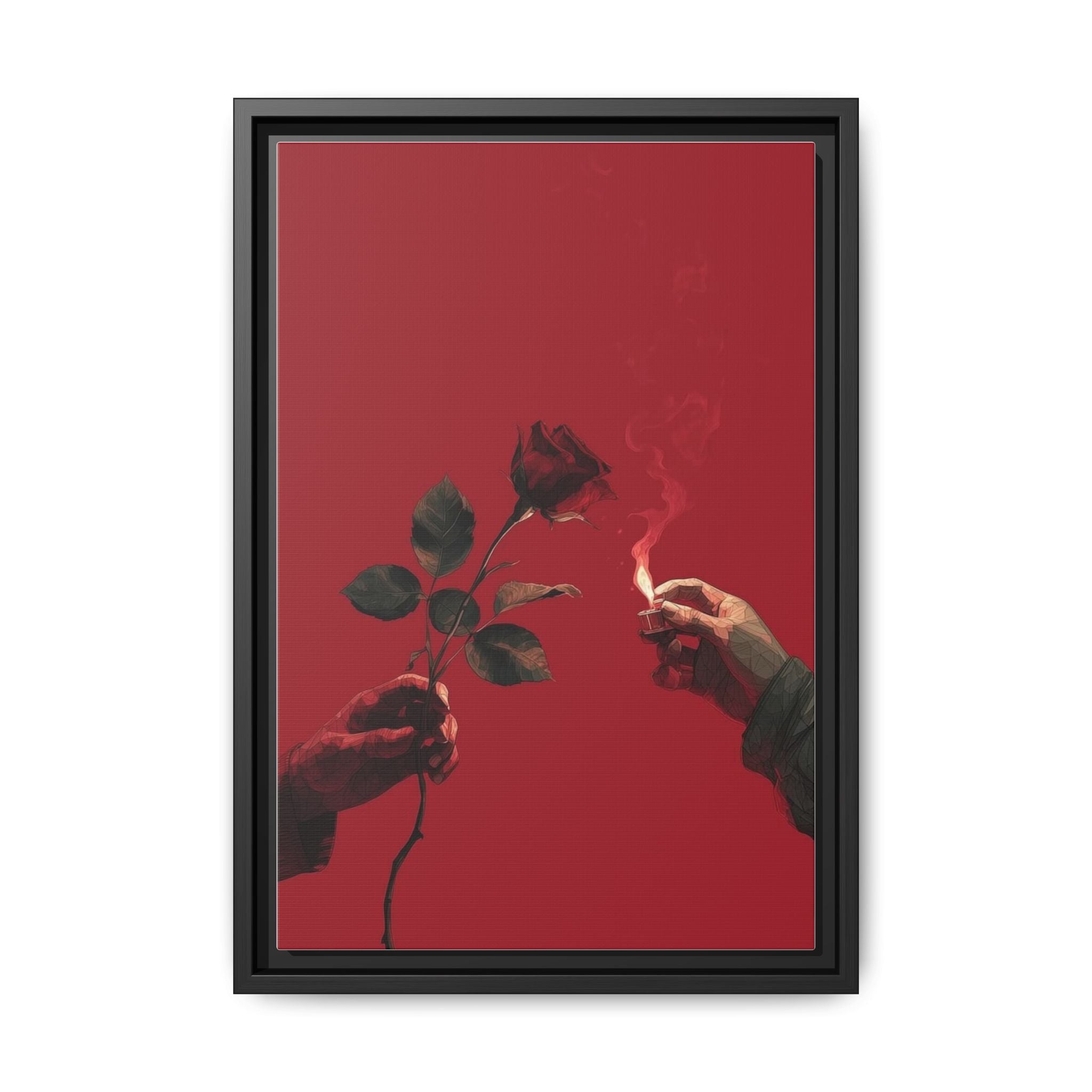 Red Rose & Lighter Minimalist Wall Print