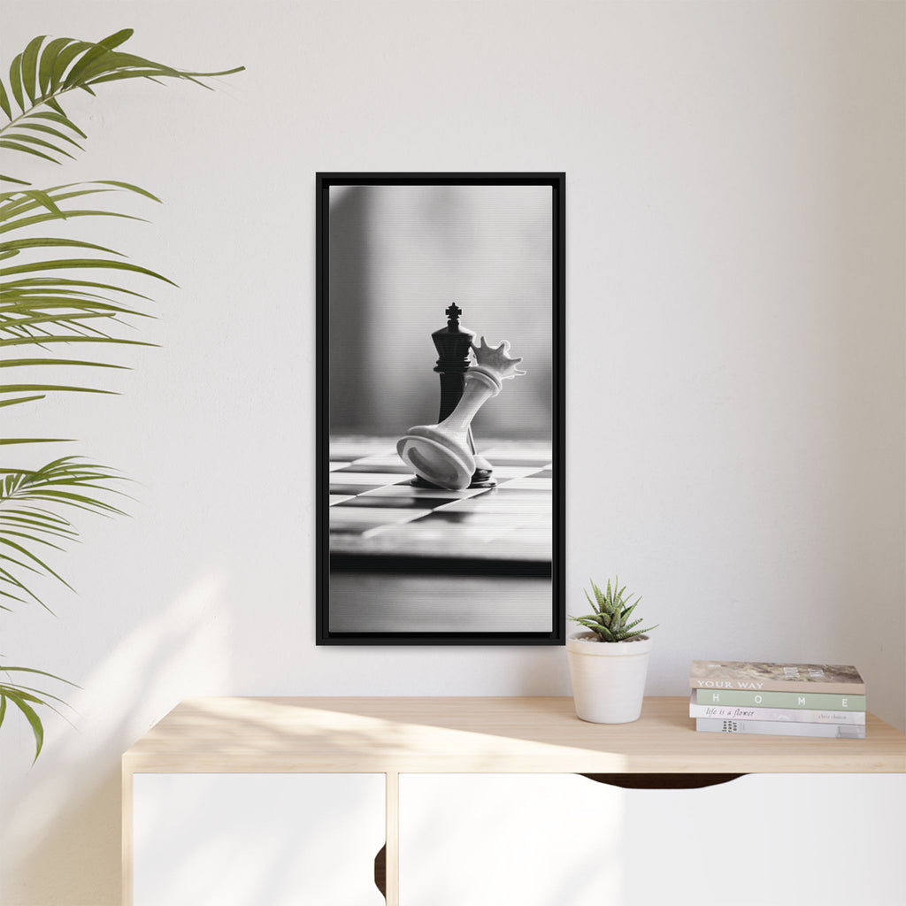 Chess King and Fallen Queen Matte Canvas Framed Wall Art