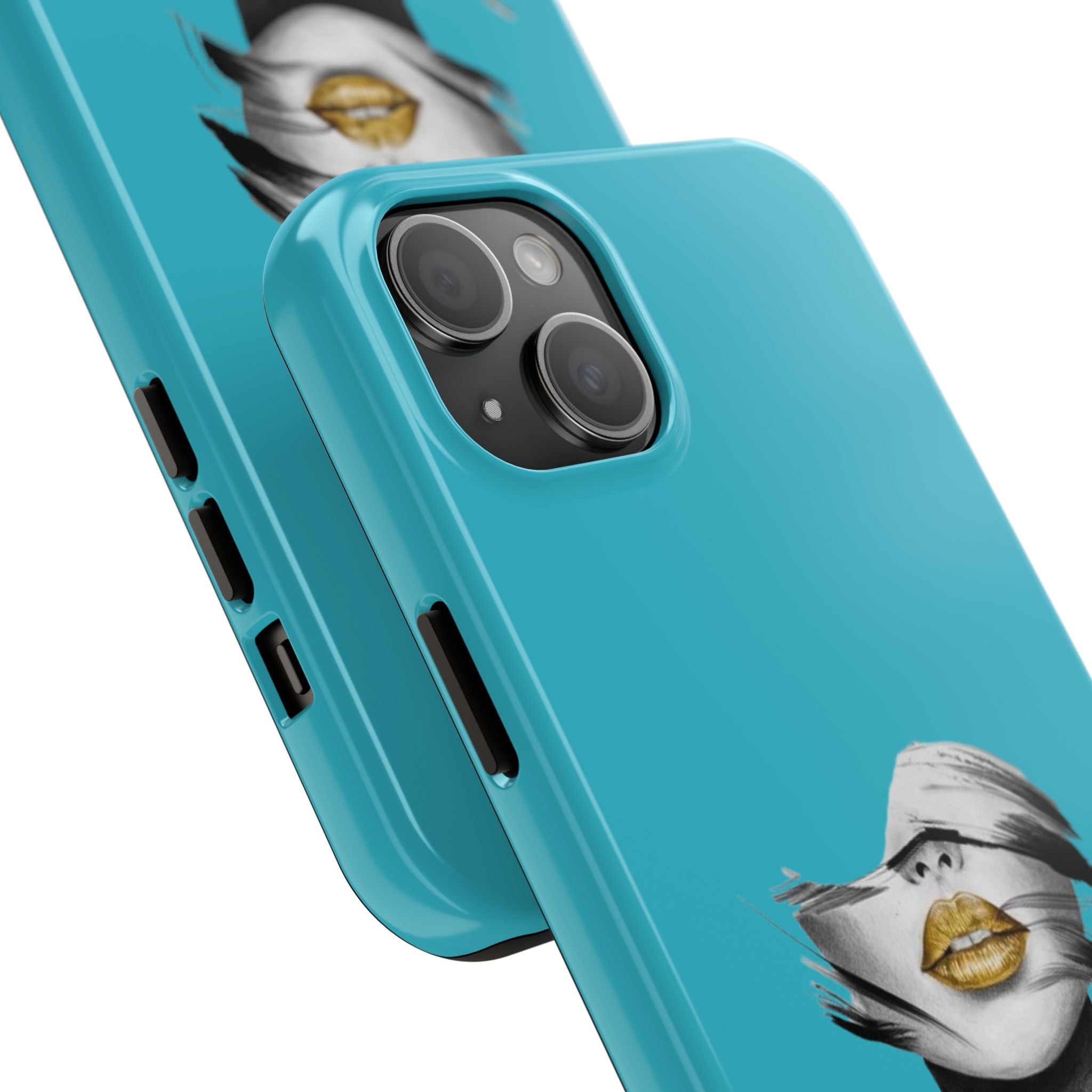 Teal 'Golden Lips' Tough Phone Case