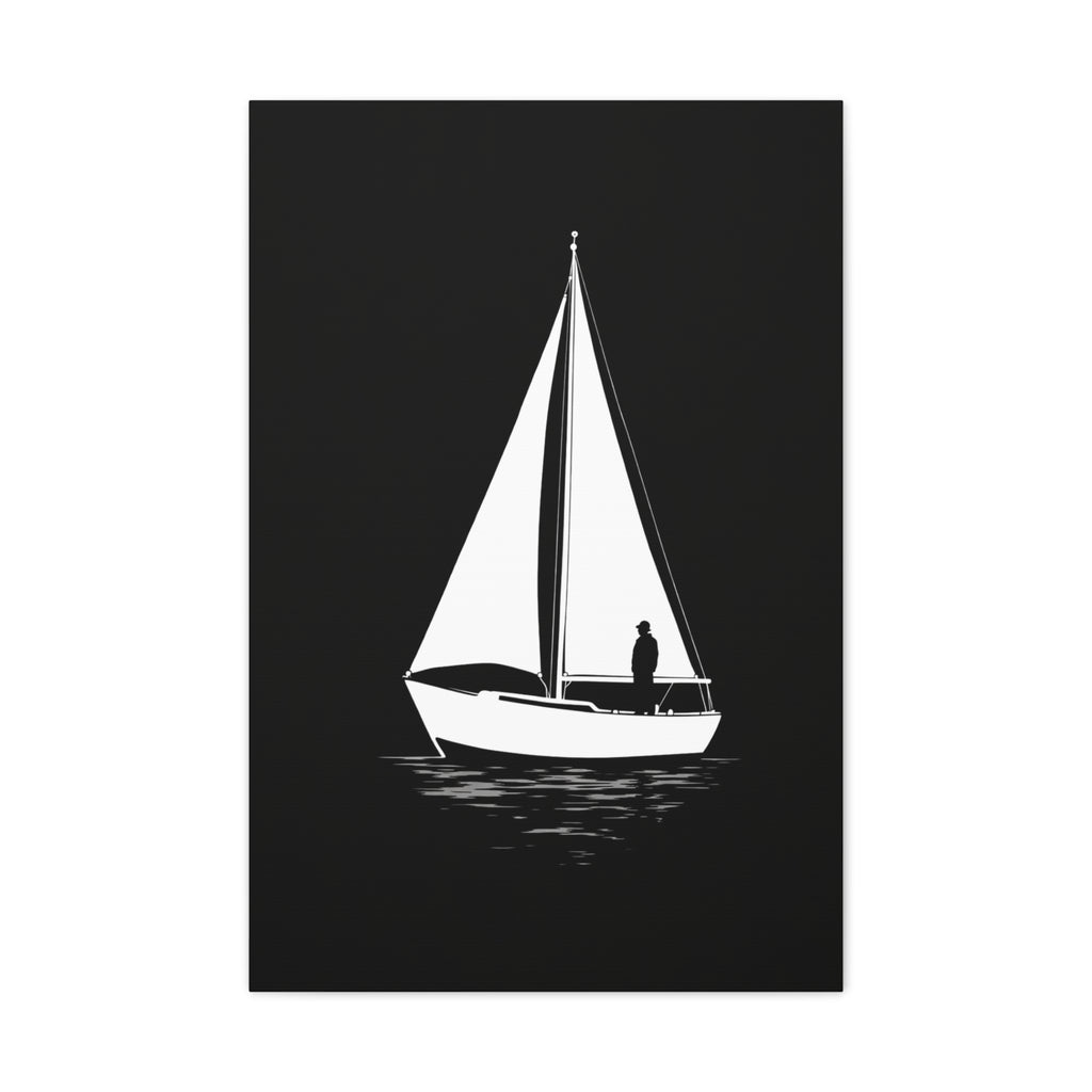 Sailboat Silhouette Matte Canvas Wall Art — Minimal Nautical Home Decor