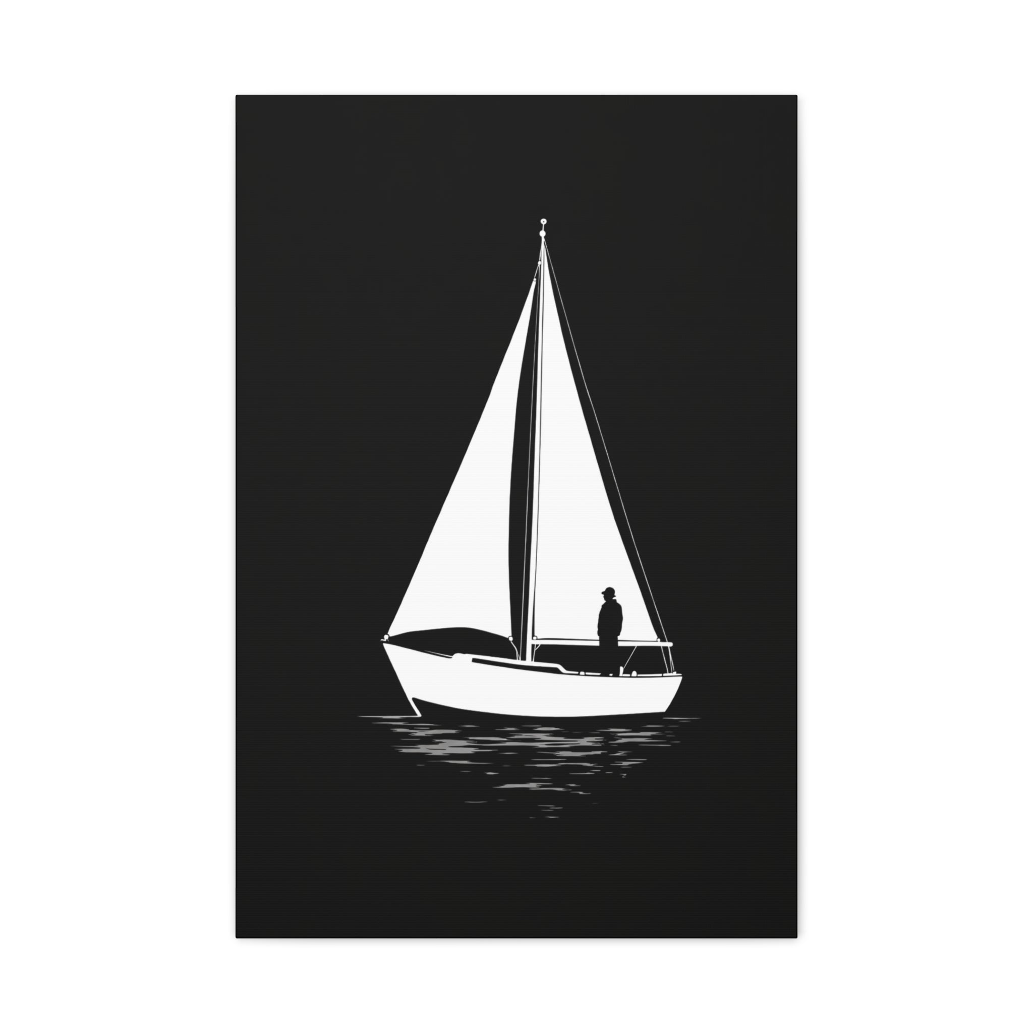 Sailboat Silhouette Matte Canvas Wall Art — Minimal Nautical Home Decor
