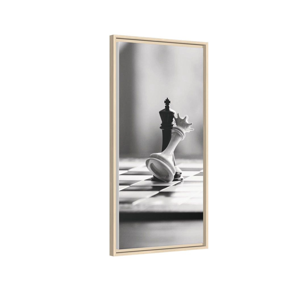 Chess King and Fallen Queen Matte Canvas Framed Wall Art