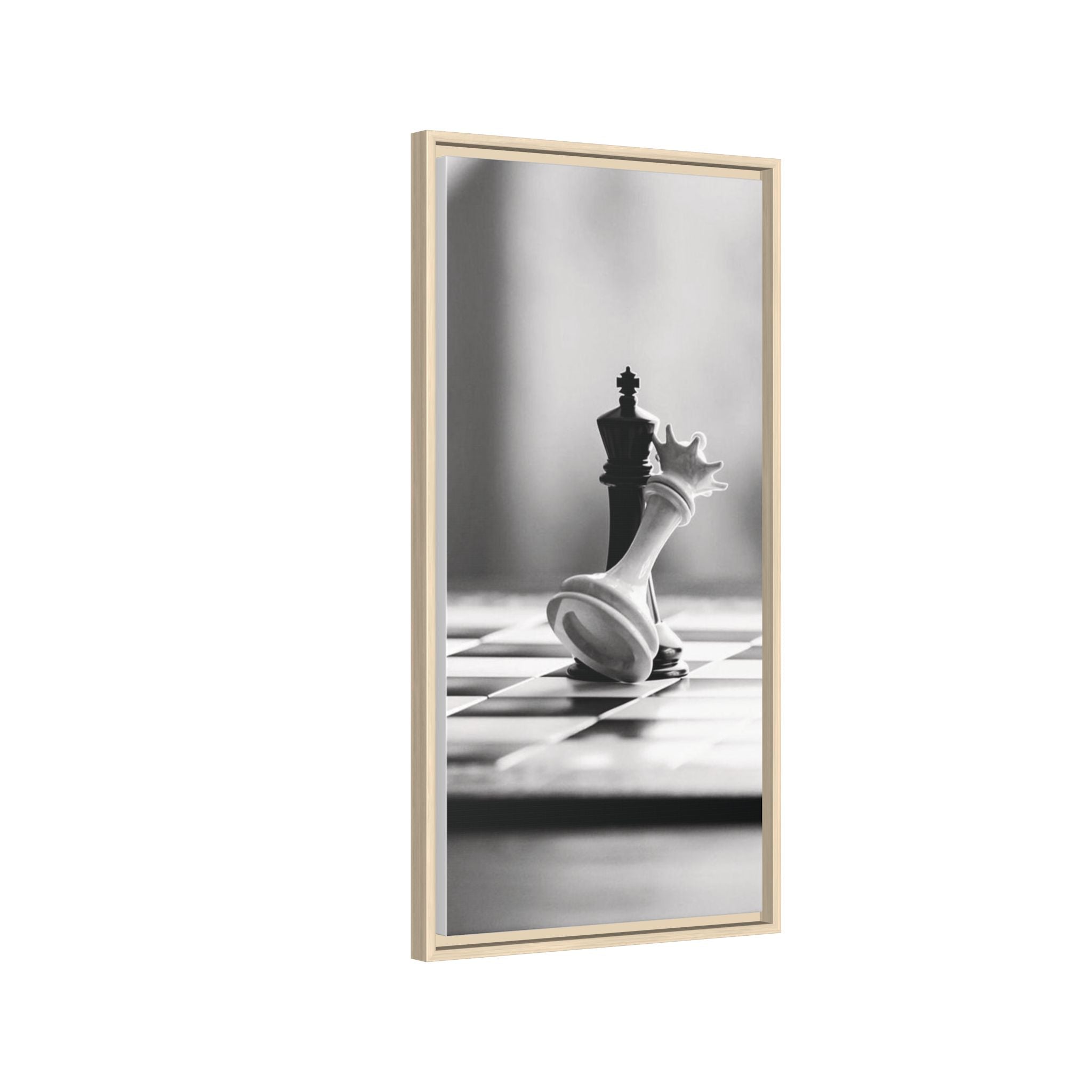Chess King and Fallen Queen Matte Canvas Framed Wall Art