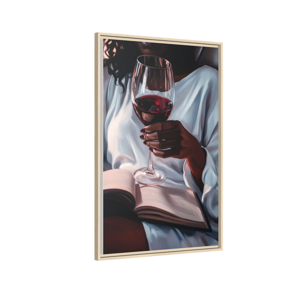Woman Reading with Wine Glass (Cozy Evening Wall Decor)