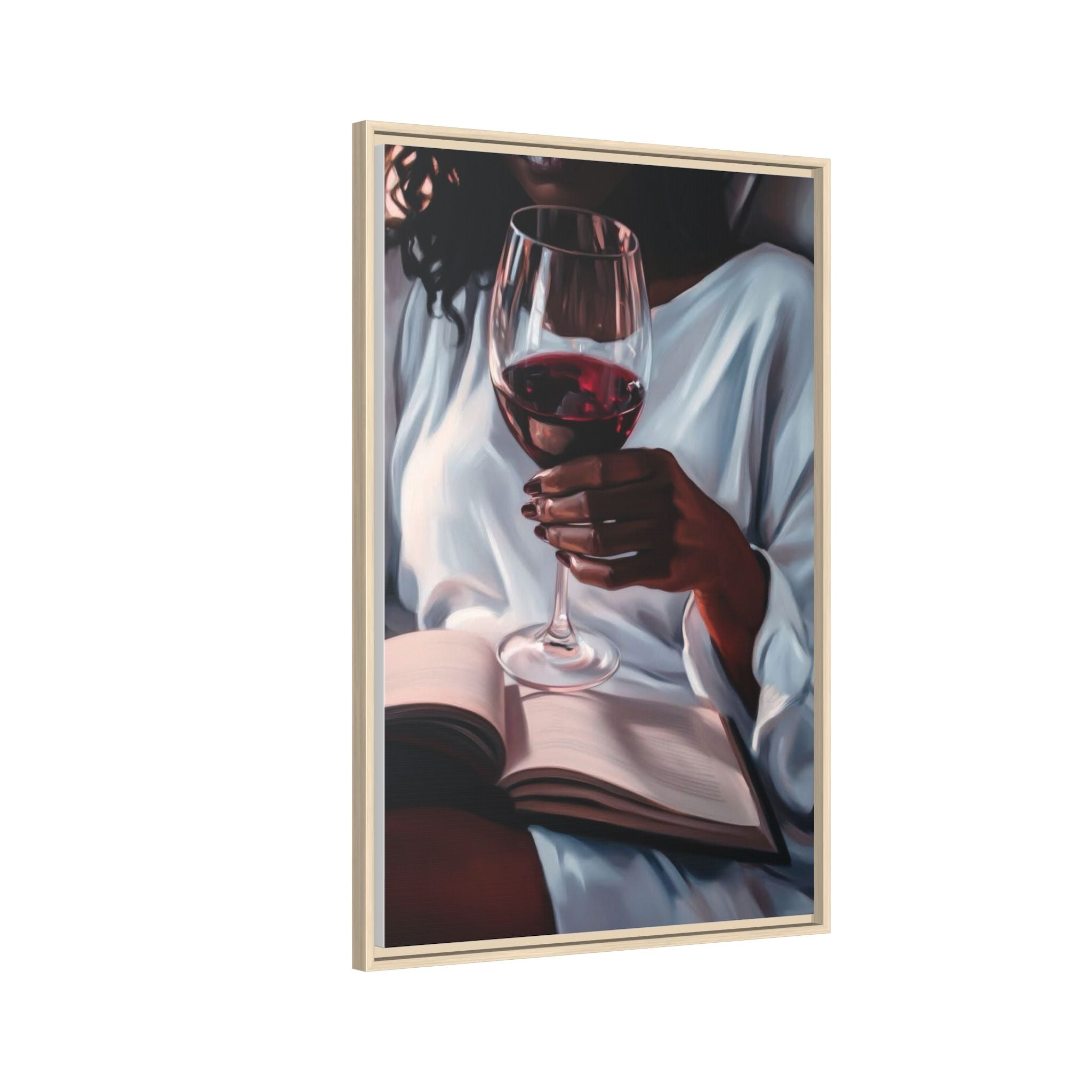 Woman Reading with Wine Glass (Cozy Evening Wall Decor)