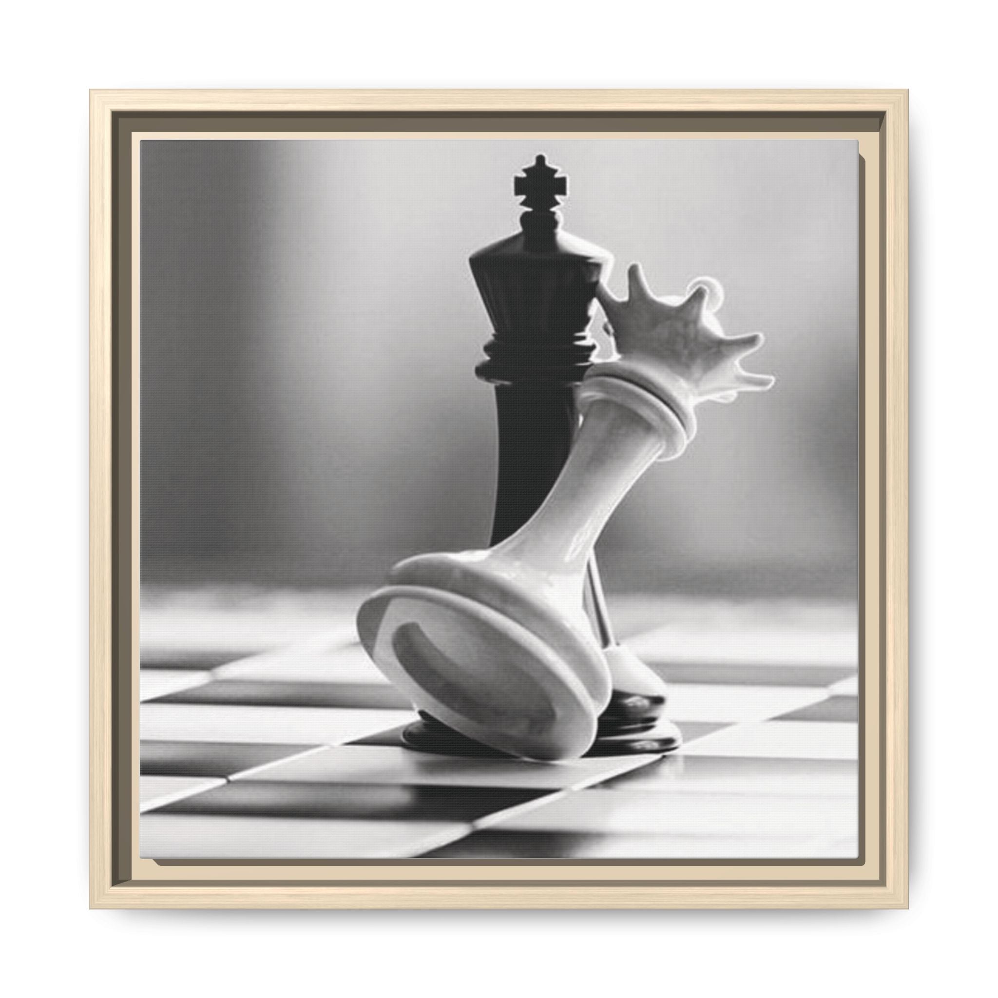 Chess King and Fallen Queen Matte Canvas Framed Wall Art