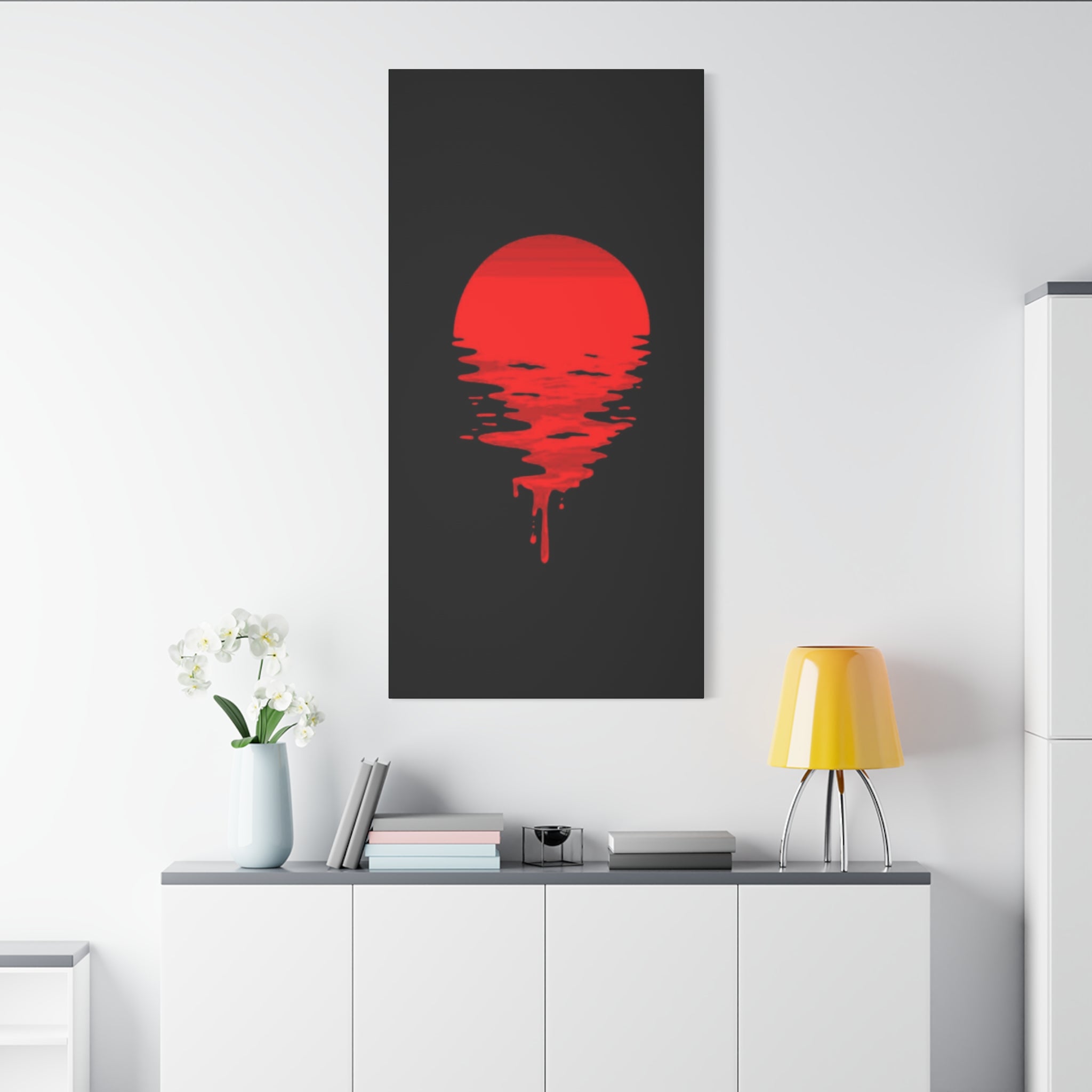 Sunset Canvas Art Print, Modern Wall Decor, Red and Black Home Decor, Abstract Art
