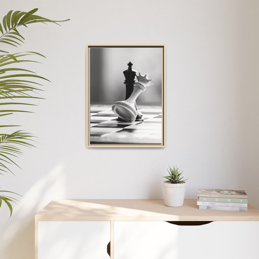 Chess King and Fallen Queen Matte Canvas Framed Wall Art