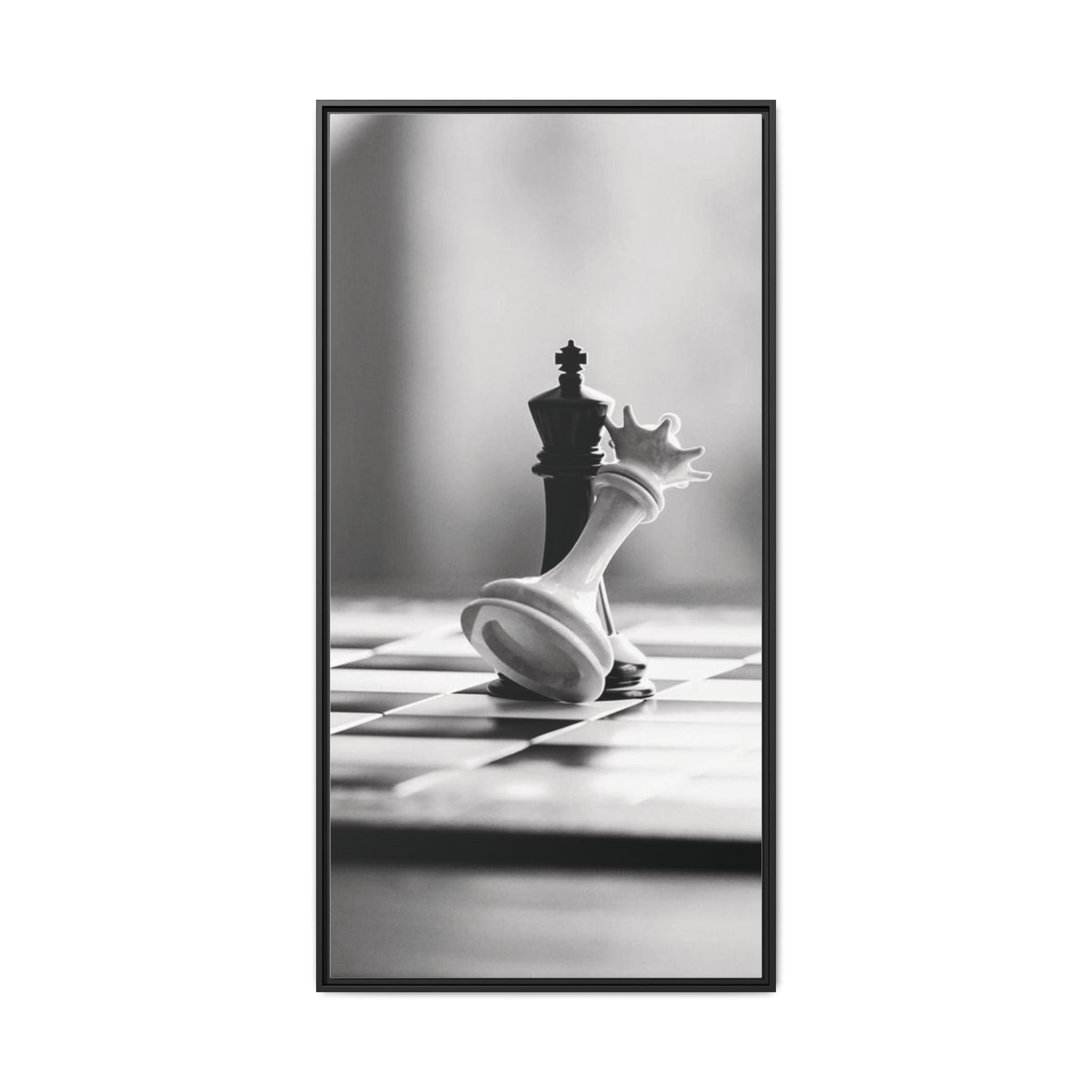 Chess King and Fallen Queen Matte Canvas Framed Wall Art