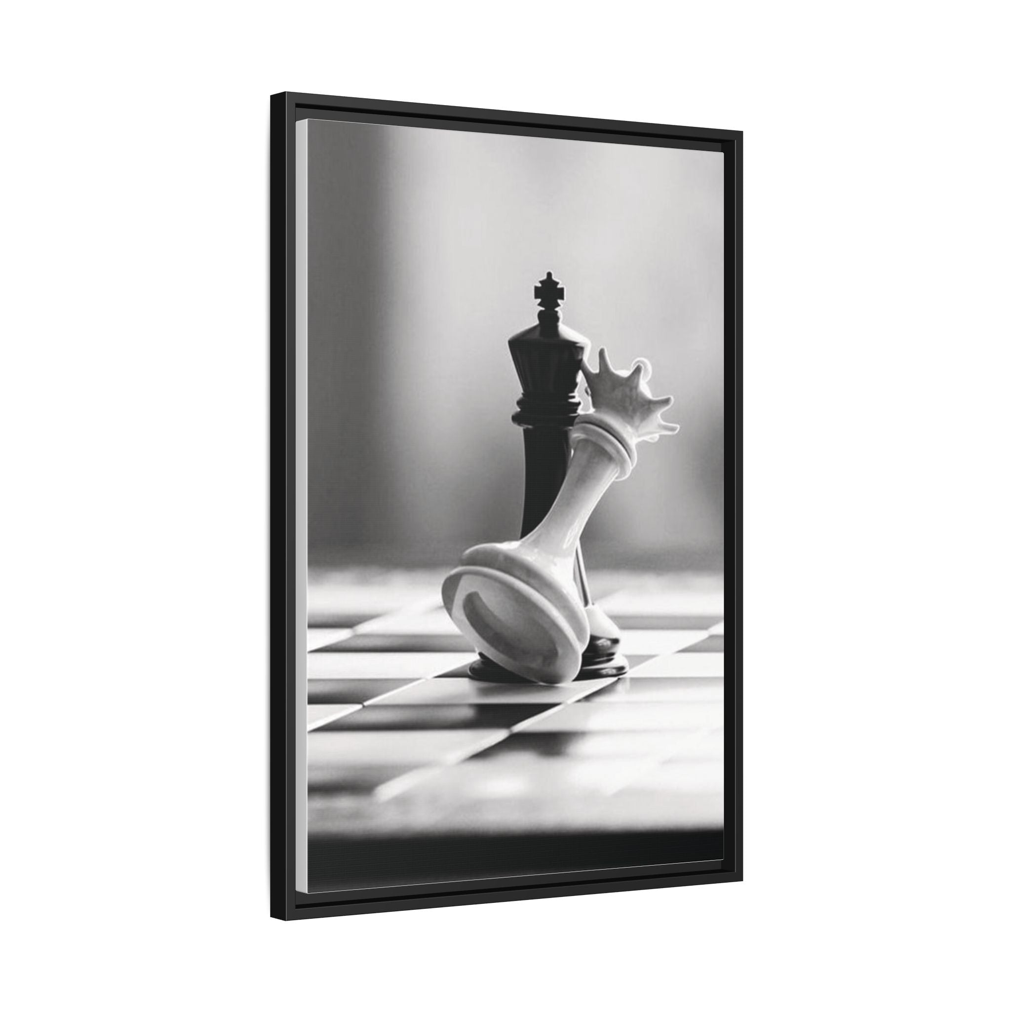 Chess King and Fallen Queen Matte Canvas Framed Wall Art
