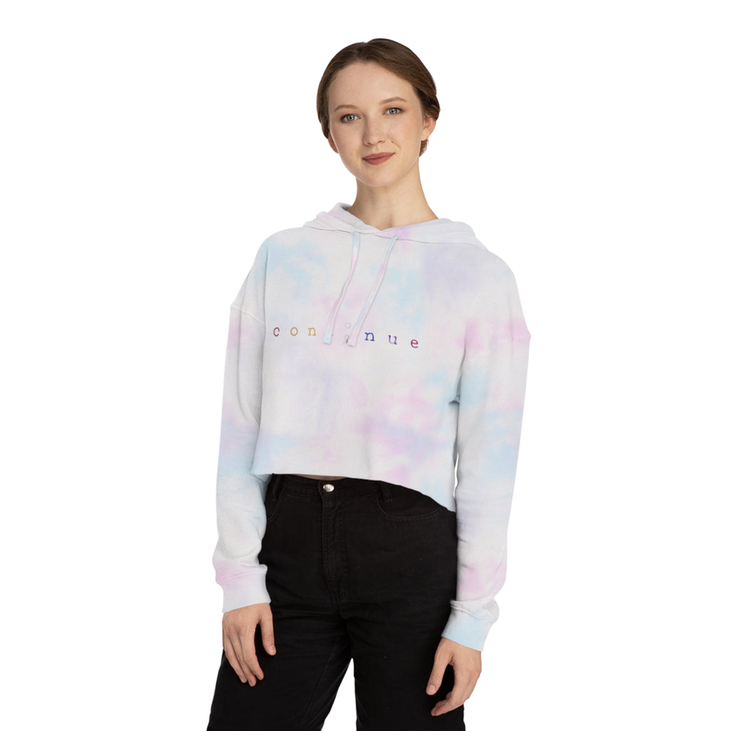 Cropped Hoodie "continue" Rainbow Minimalist