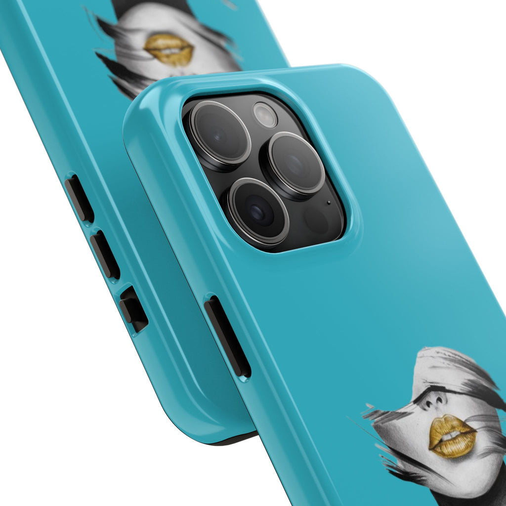 Teal 'Golden Lips' Tough Phone Case