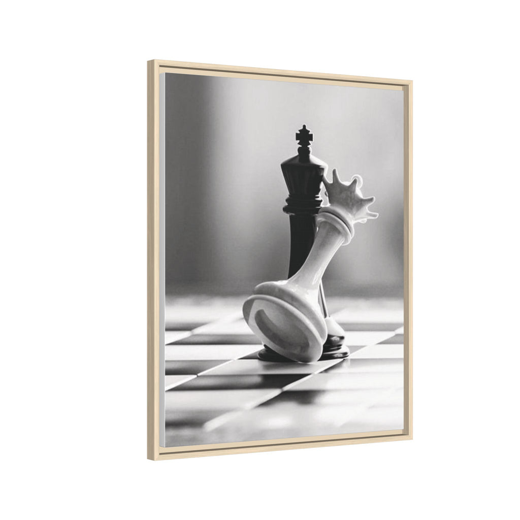 Chess King and Fallen Queen Matte Canvas Framed Wall Art