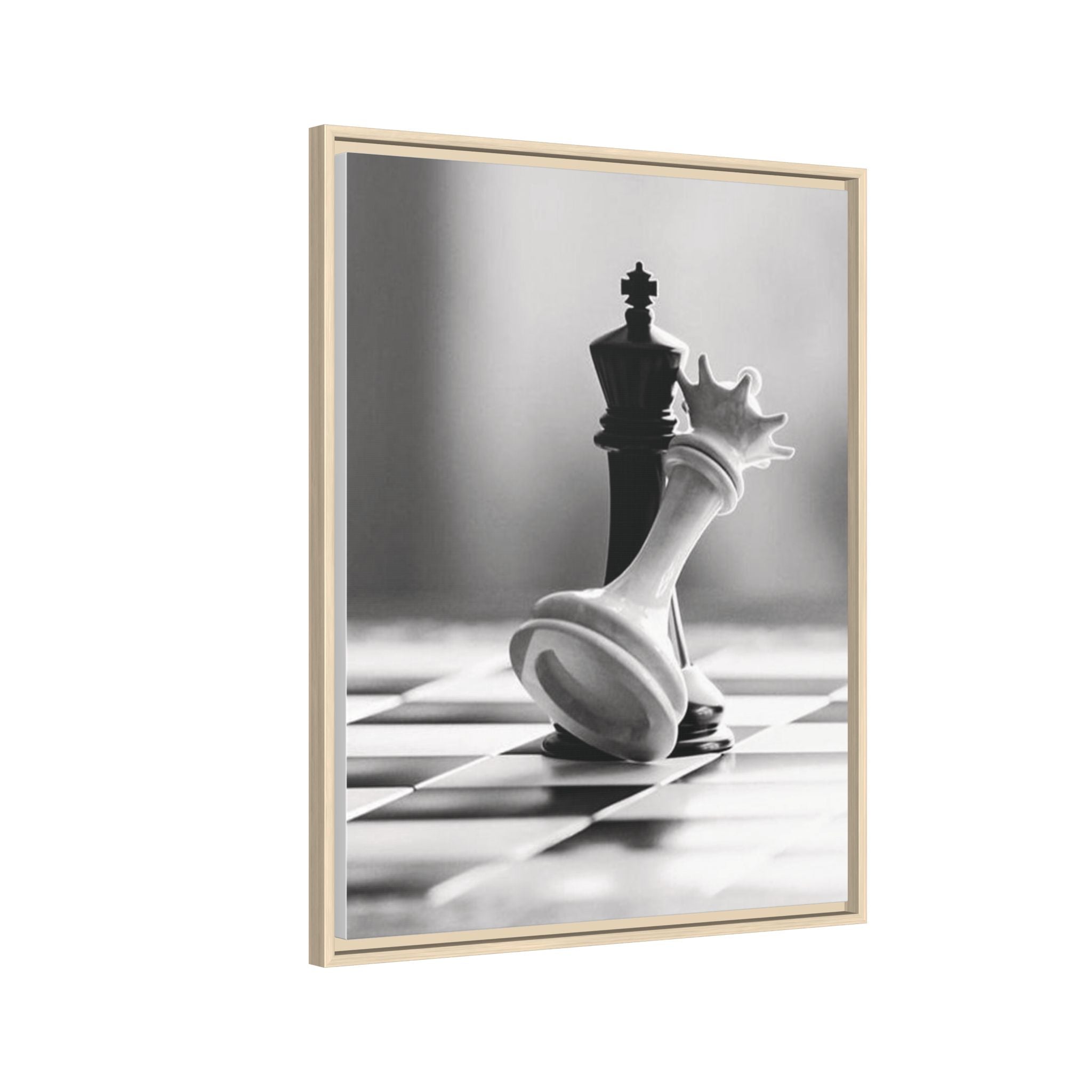 Chess King and Fallen Queen Matte Canvas Framed Wall Art