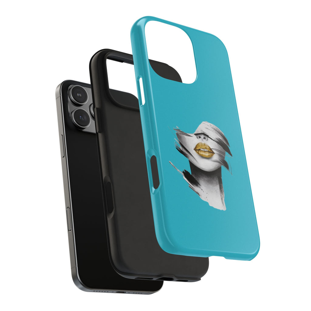 Teal 'Golden Lips' Tough Phone Case