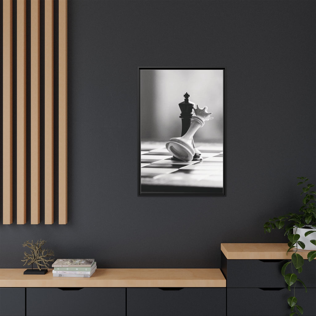 Chess King and Fallen Queen Matte Canvas Framed Wall Art