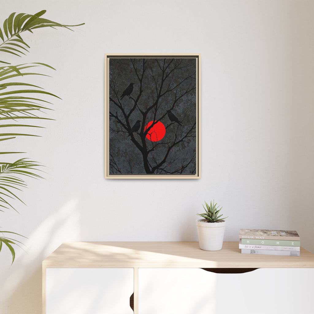 Red Moon Crows Silhouette