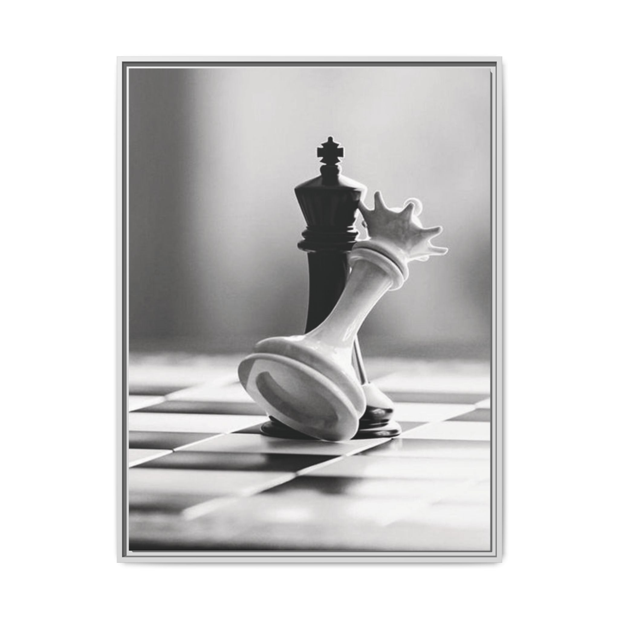 Chess King and Fallen Queen Matte Canvas Framed Wall Art