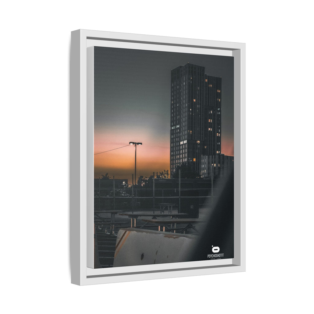 Framed Matte Canvas Print — Urban Sunset High-Rise Photography