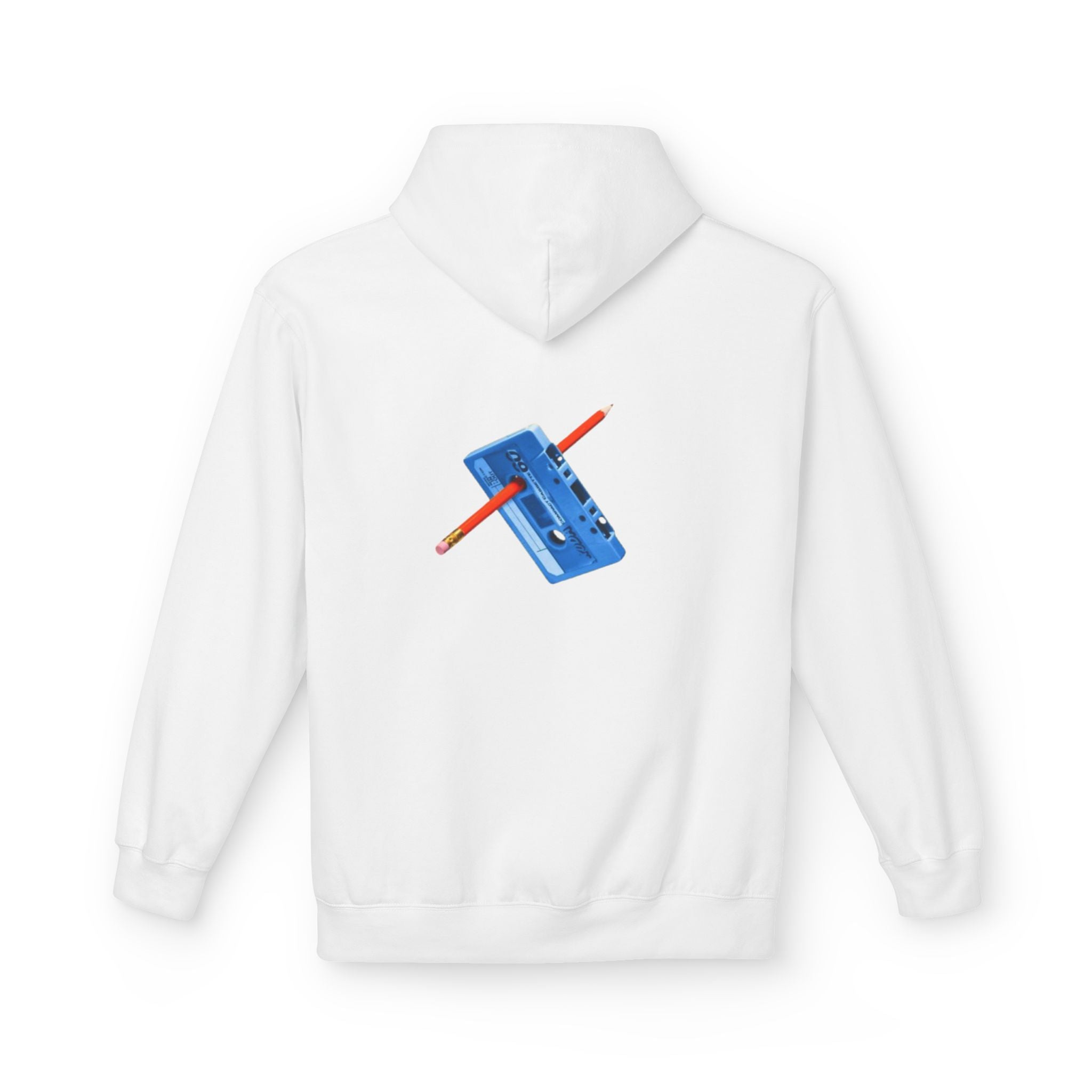 Retro Cassette Hoodie — Blue Tape & Pencil Vintage Music Crewneck