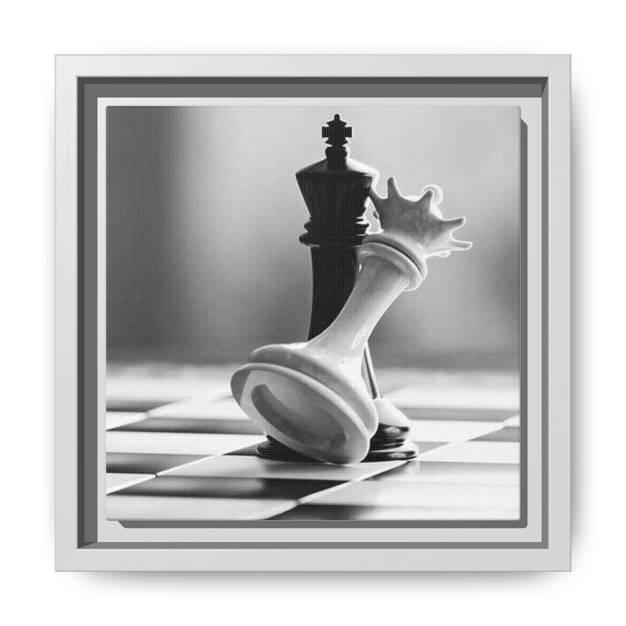 Chess King and Fallen Queen Matte Canvas Framed Wall Art