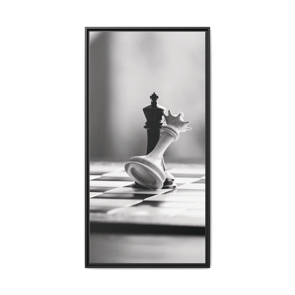 Chess King and Fallen Queen Matte Canvas Framed Wall Art