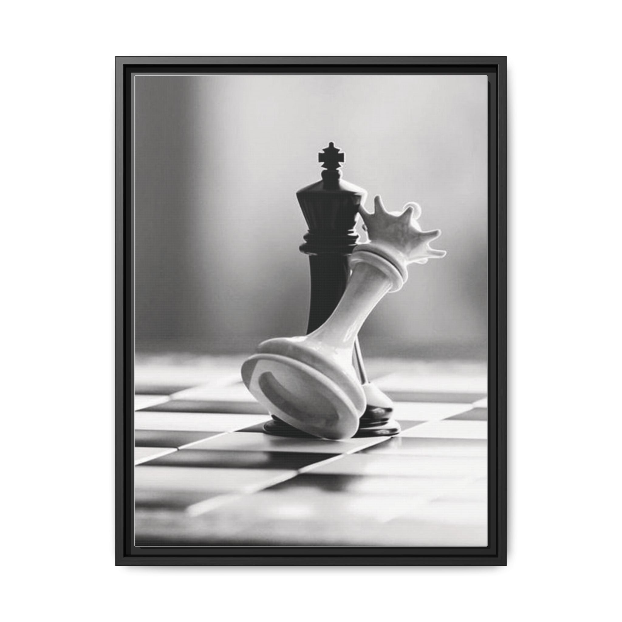 Chess King and Fallen Queen Matte Canvas Framed Wall Art