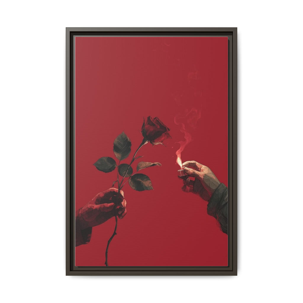 Red Rose & Lighter Minimalist Wall Print