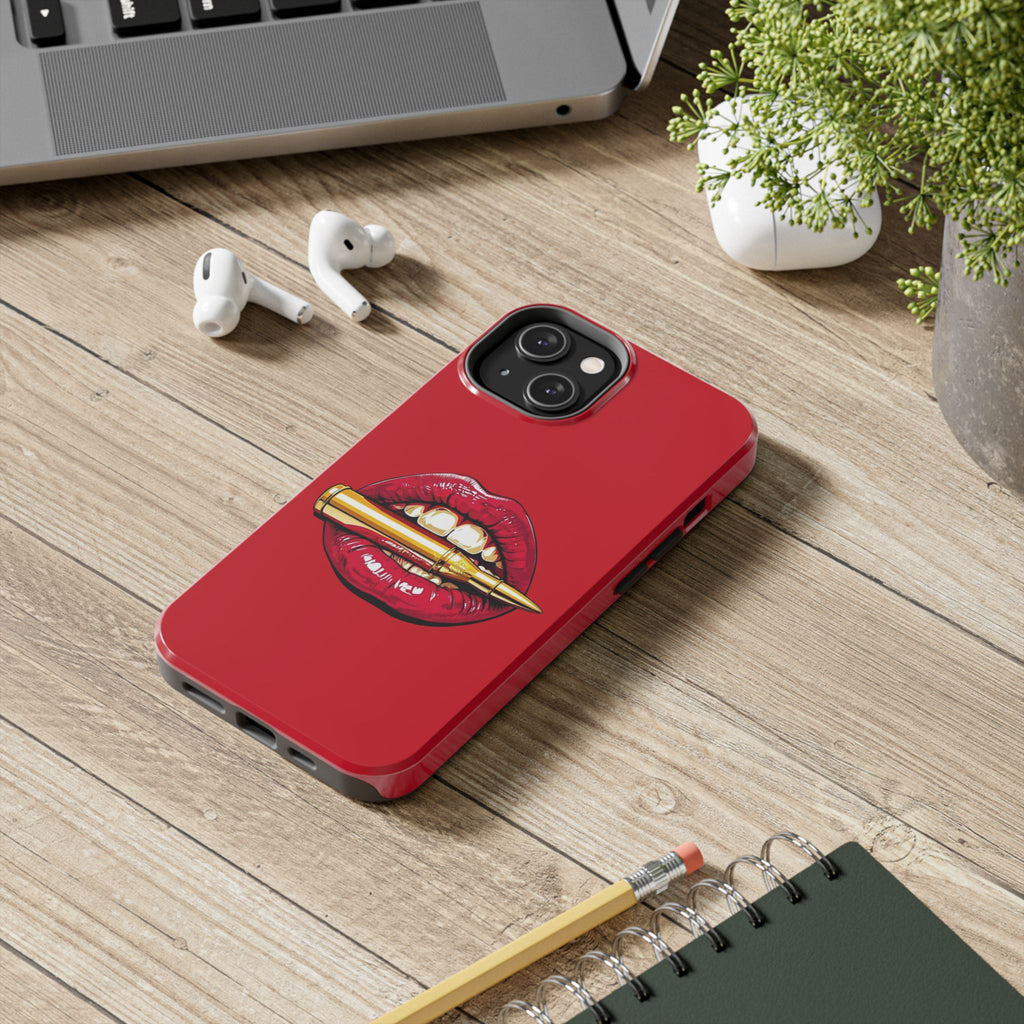 Bold Lipstick Phone Case - Tough Cover for Trendsetters, Vibrant Red Phone Skin, Fashionable Phone Accessory, Unique Gift for Her, [...]