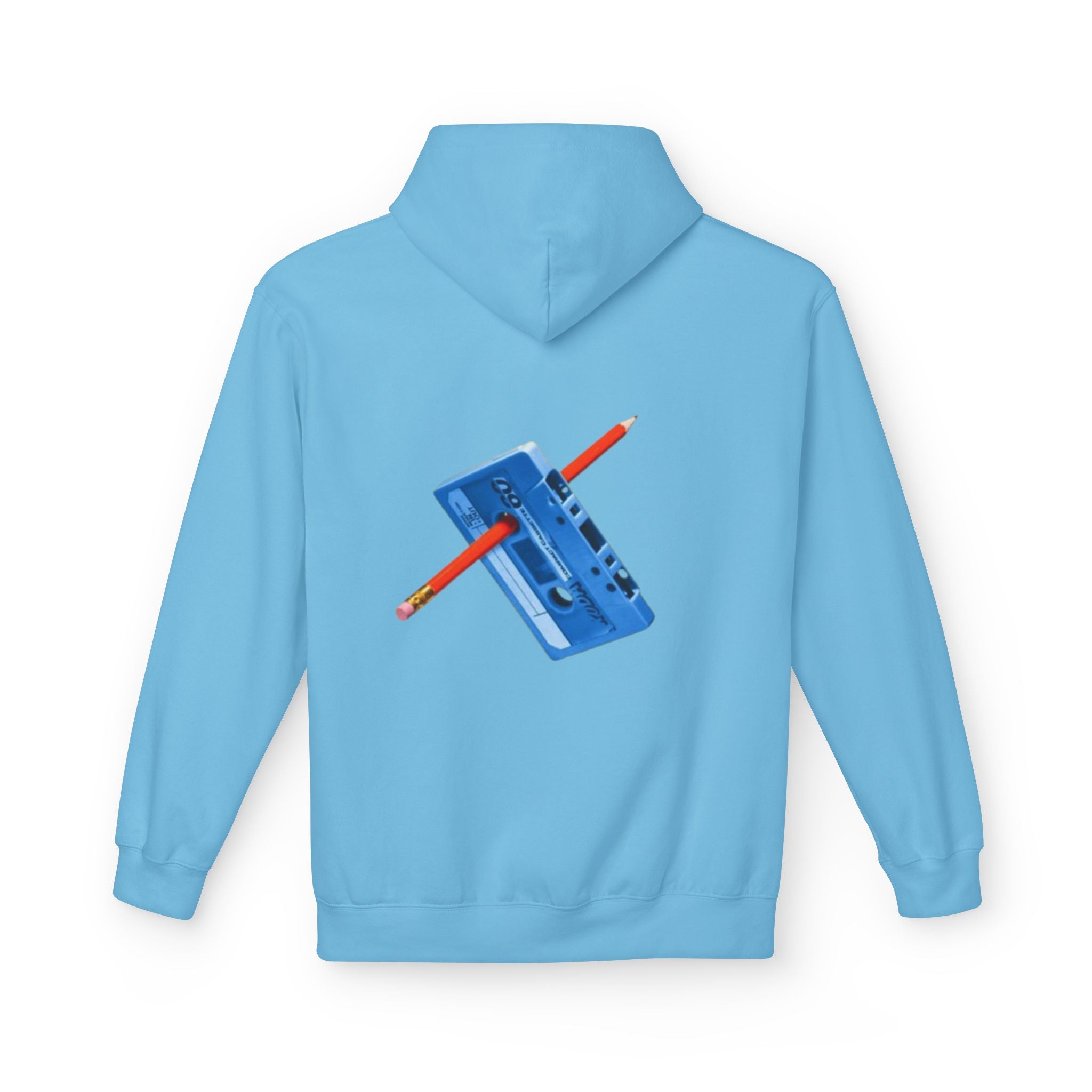 Blue Cassette Tape with Pencil Hoodie | Retro Music 80s 90s