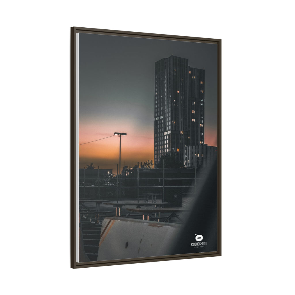 Framed Matte Canvas Print — Urban Sunset High-Rise Photography
