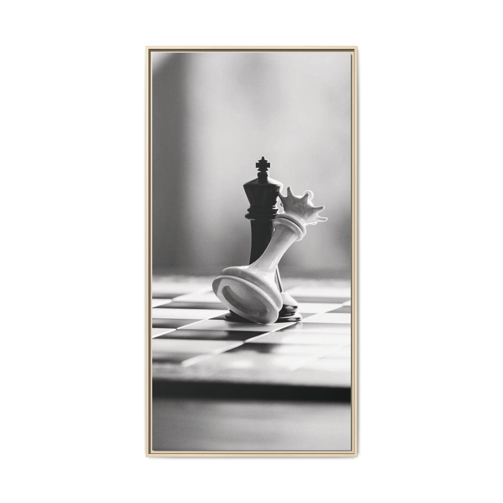 Chess King and Fallen Queen Matte Canvas Framed Wall Art