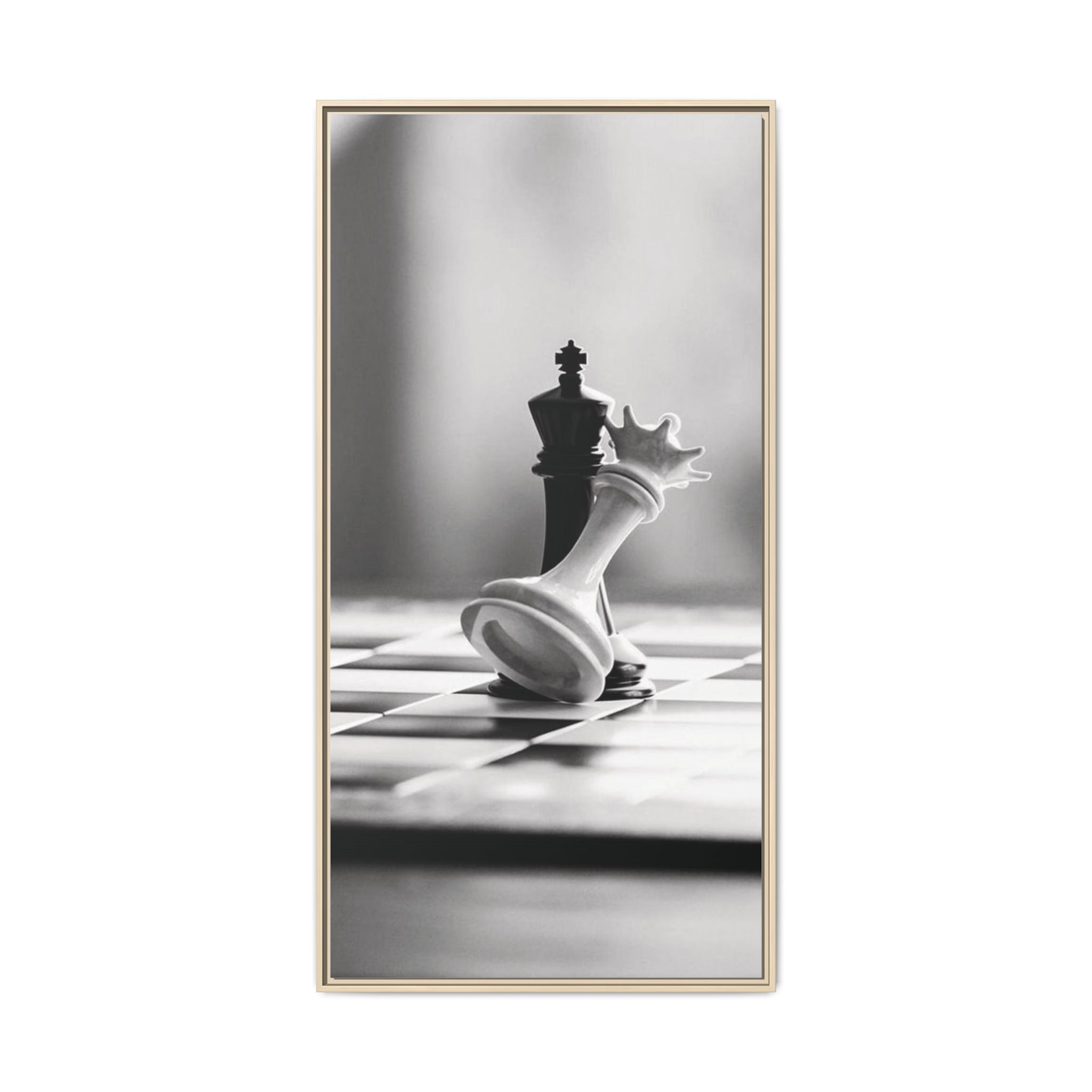 Chess King and Fallen Queen Matte Canvas Framed Wall Art